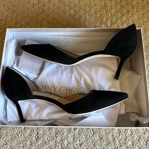 Pristine Jimmy Choo suede d’orsay kitten heels (worn twice)